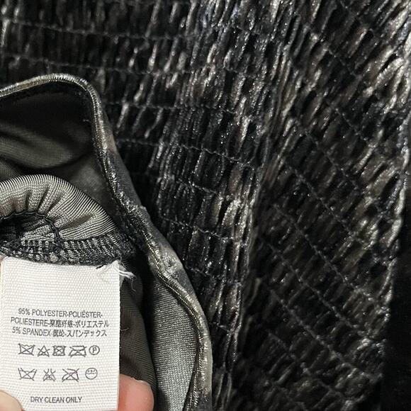 SAYLOR Velvet Animal Print Peplum Square Neck Top Size M Black Fairy Puff Sleeve - Picture 8 of 8